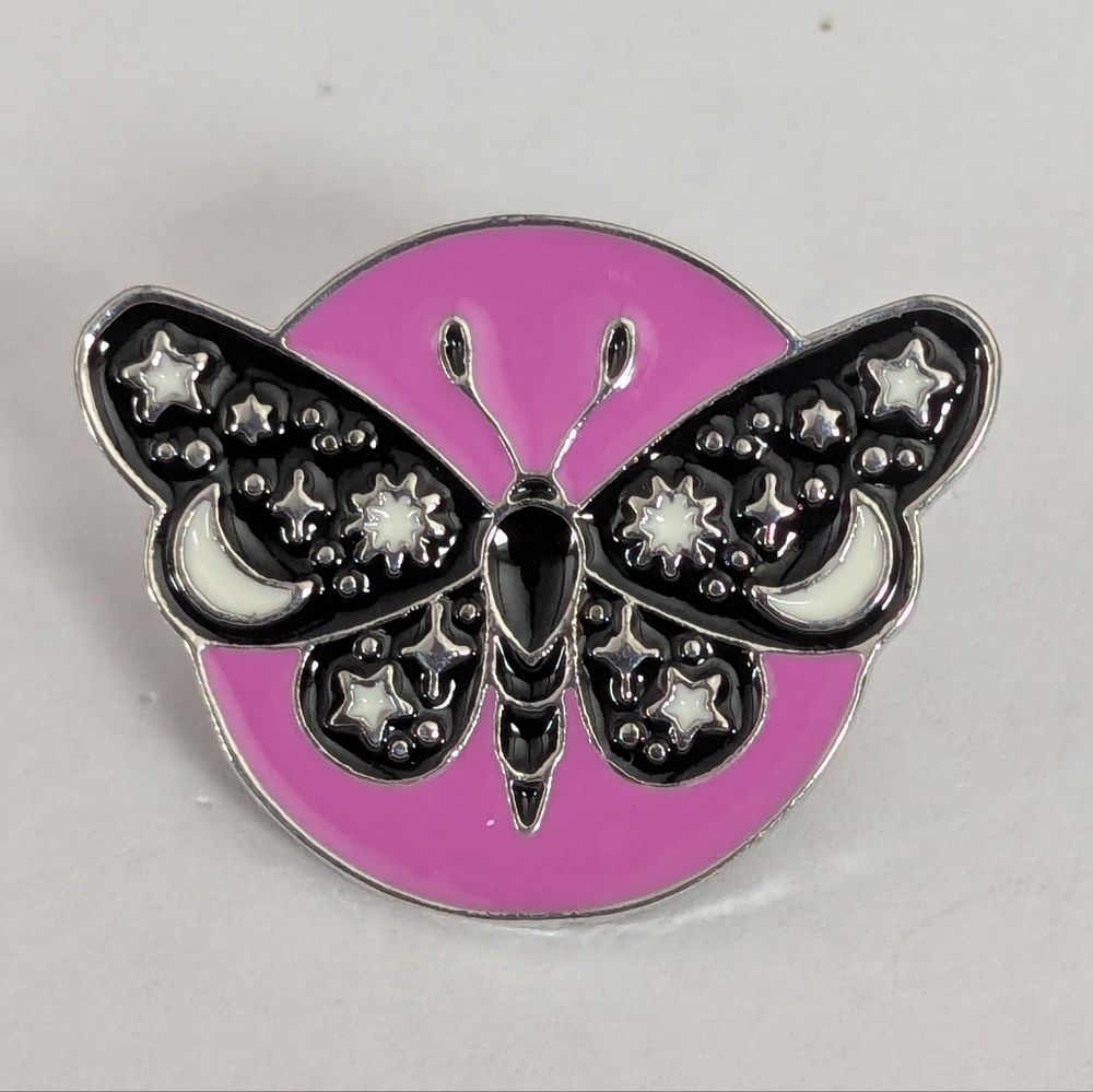 Mystic Moon Moth Pin - Silver